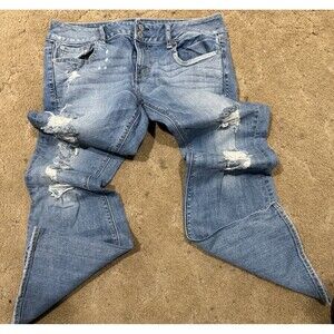 American Eagle Outfitters Light Blue Distressed Boot Cut Jeans